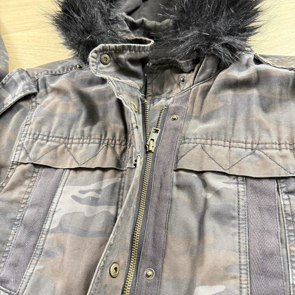American Eagle Field Jacket Women Small Camo Military Faux Fur Vintage Y2K - Picture 8 of 12
